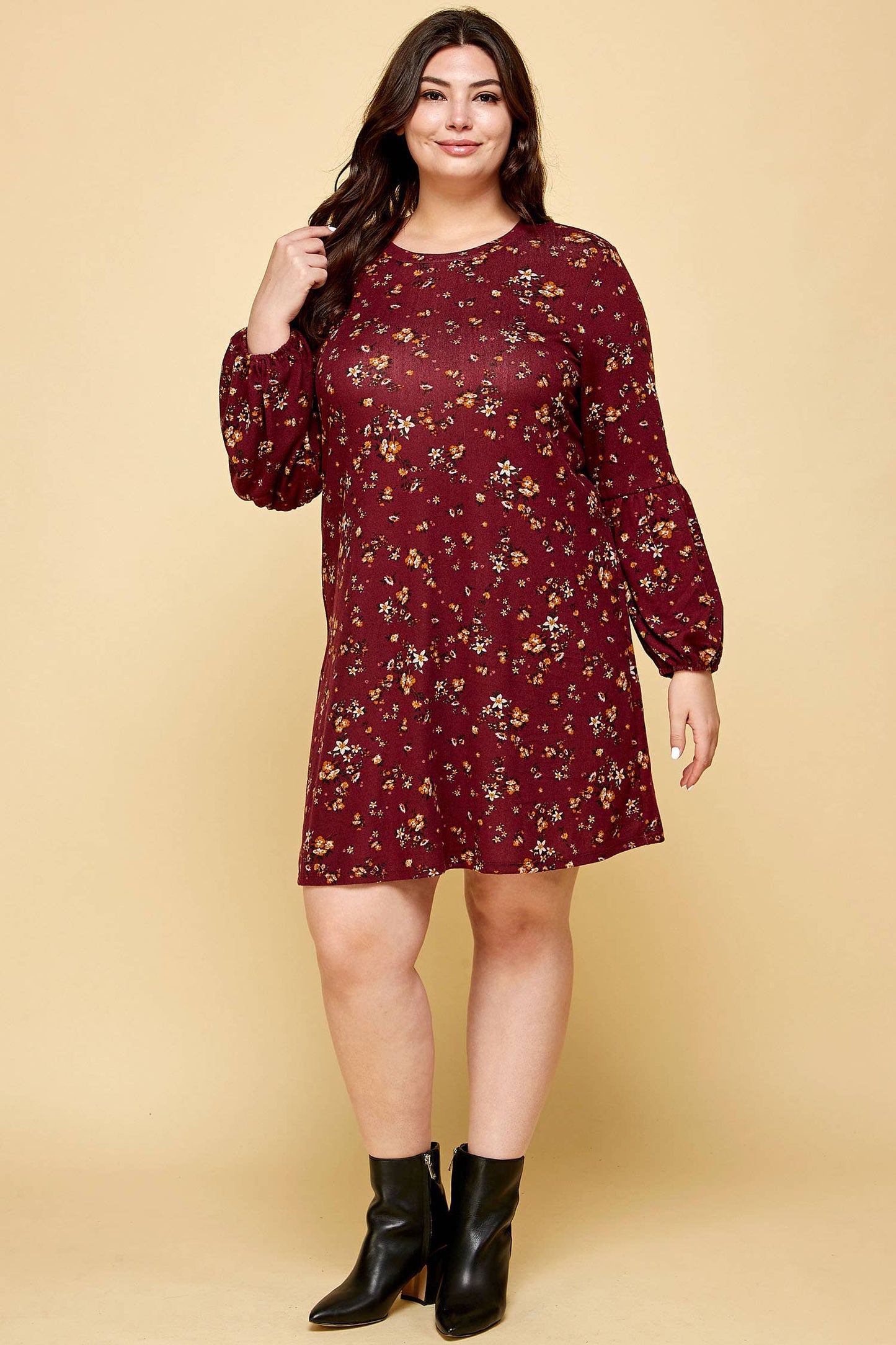 Curvy Adelle Floral Sweater Dress - Multiple Colors