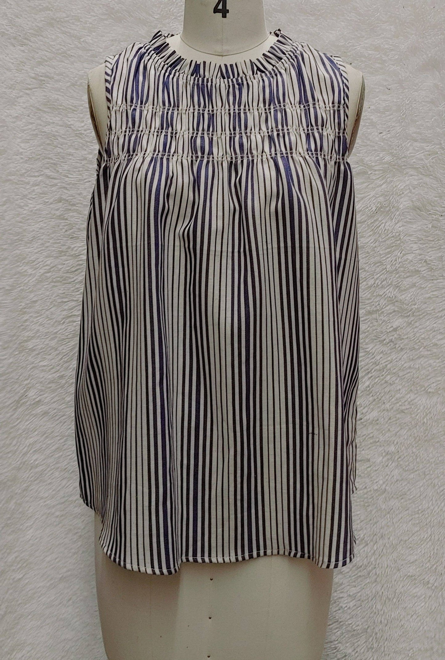 Curvy Linen Stripe Blouse