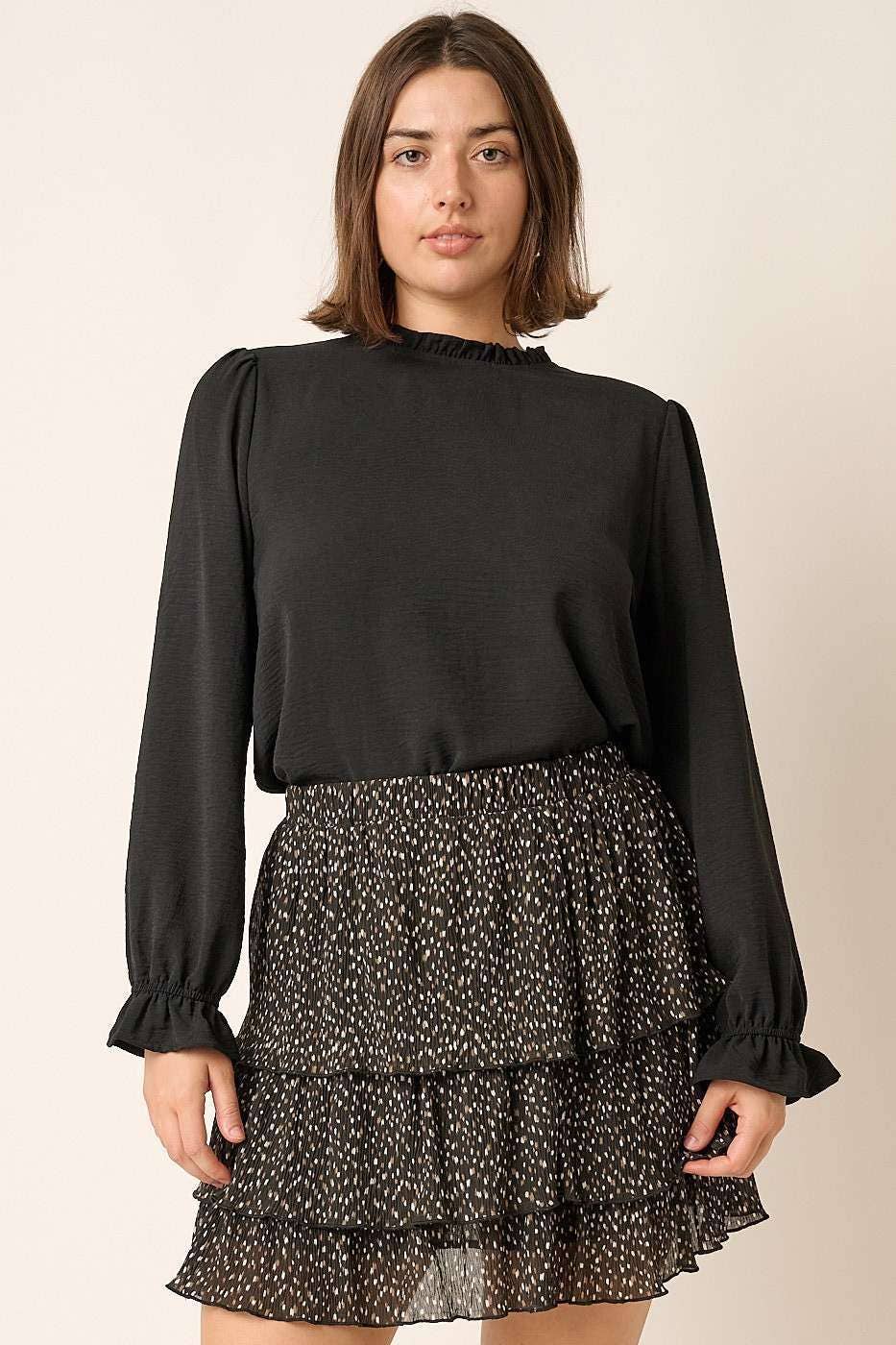 Curvy Eisley Ruffle Neck Blouse - Multiple Colors