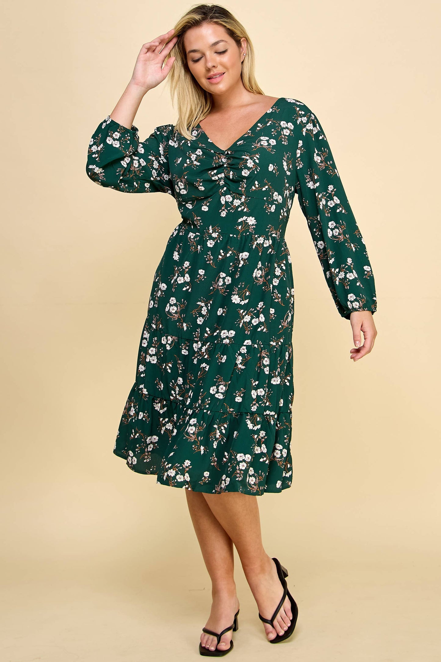 Curvy Nadia Ruffle Floral Dress