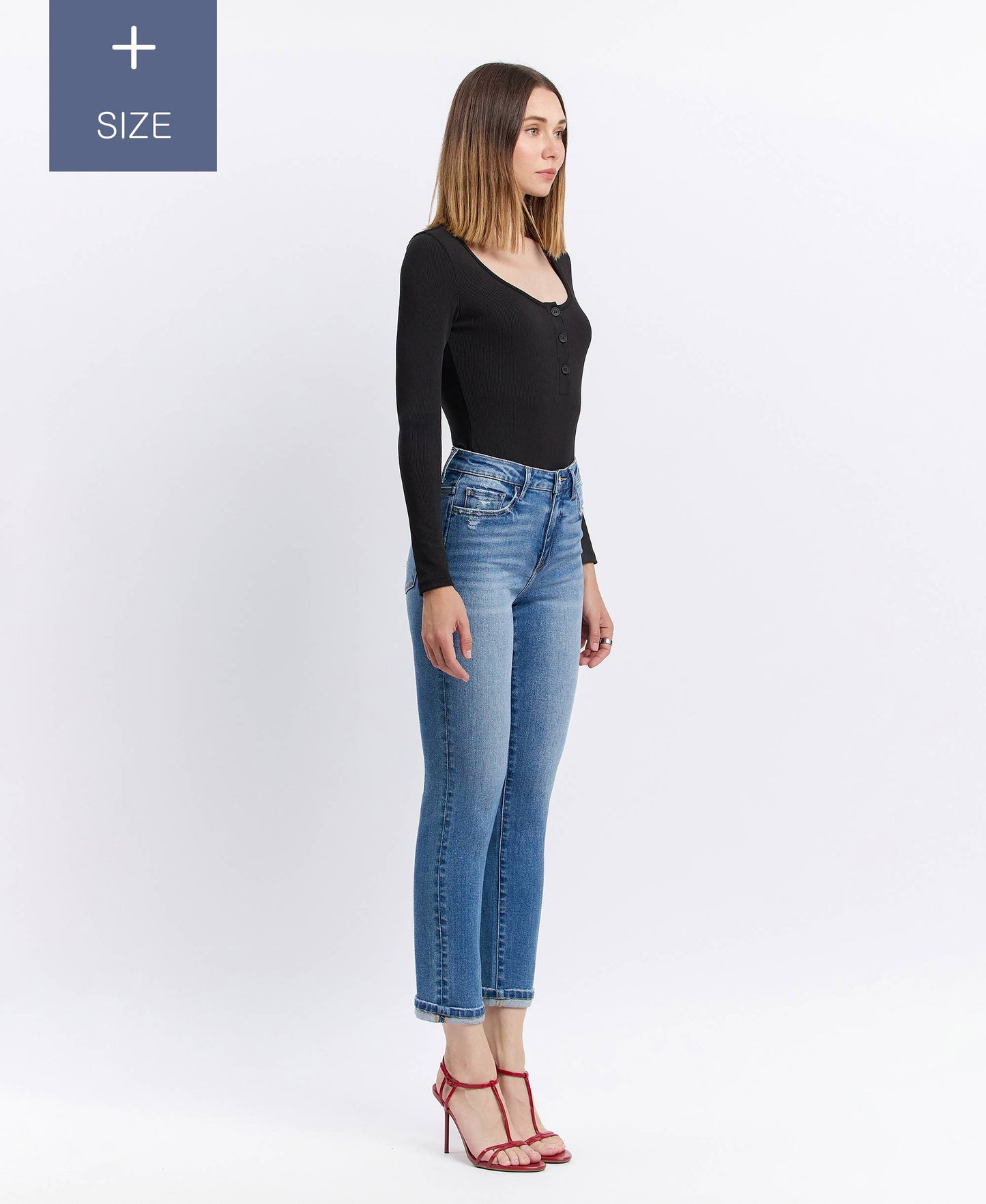 Curvy Blanche Tummy Control Slim Straight Jeans