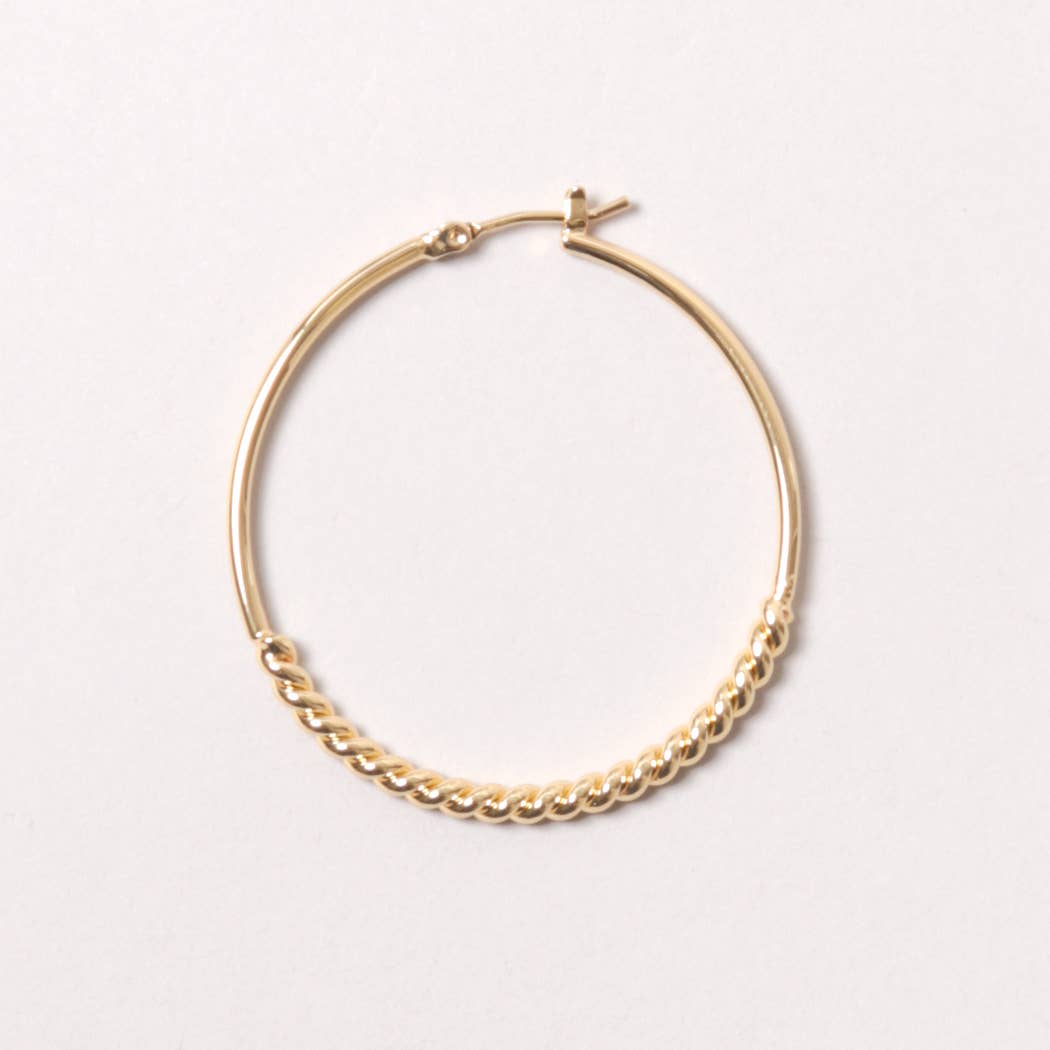 14K Gold-Dipped Textured Hoop Earring: ONE SIZE / GLD