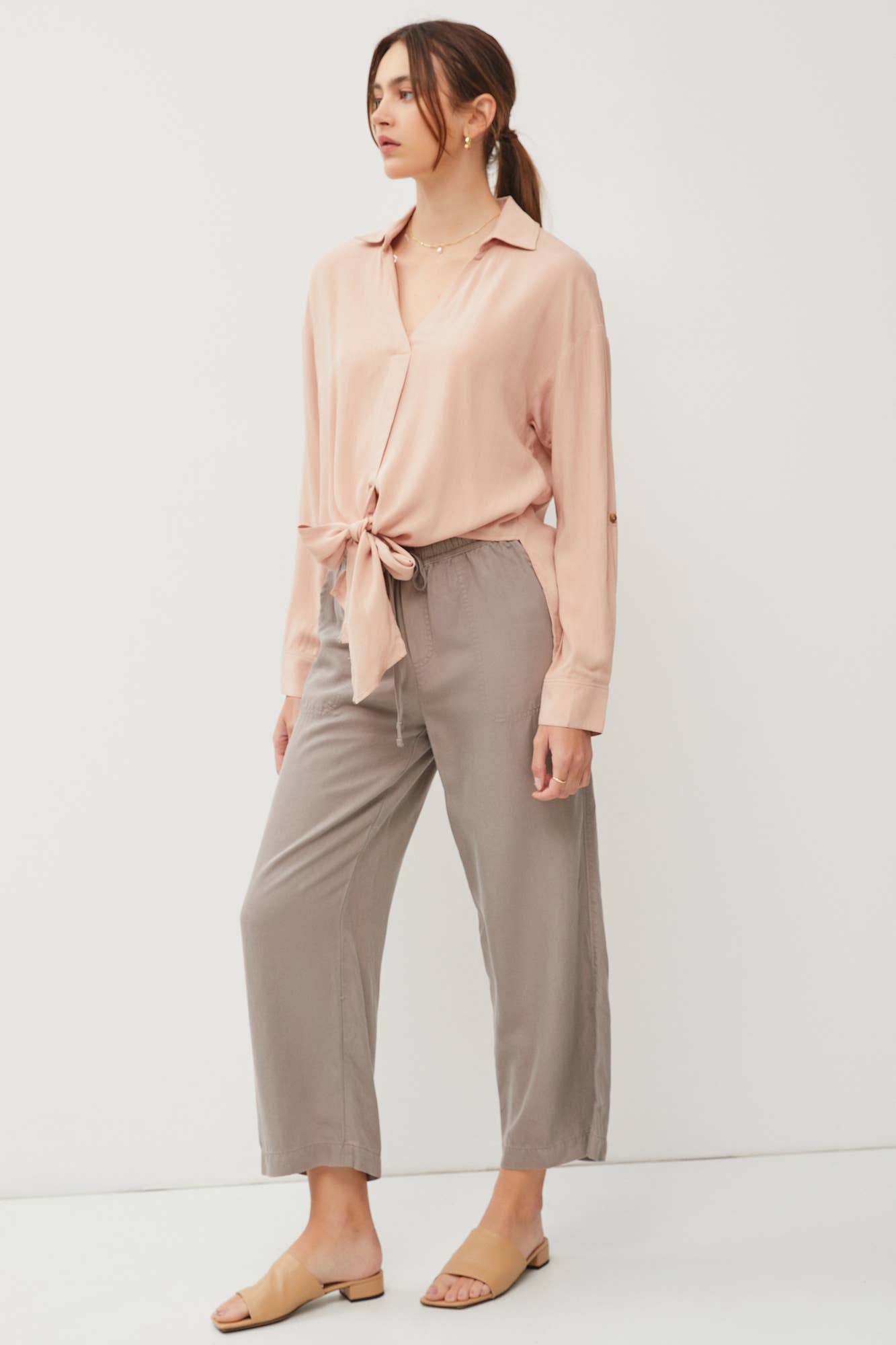 Tie Front Blouse - Multiple Colors