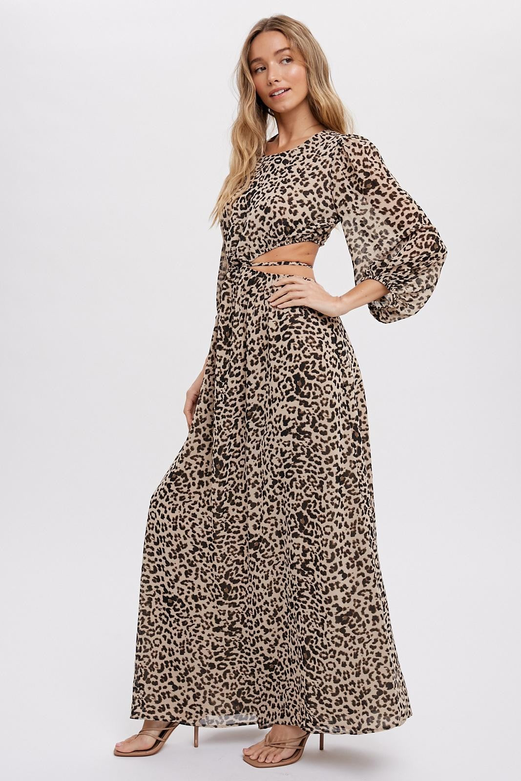 Leopard Print Cutout Maxi Dress