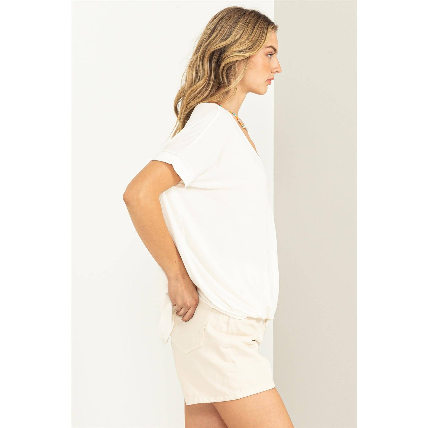 Short Sleeve Surplice Top