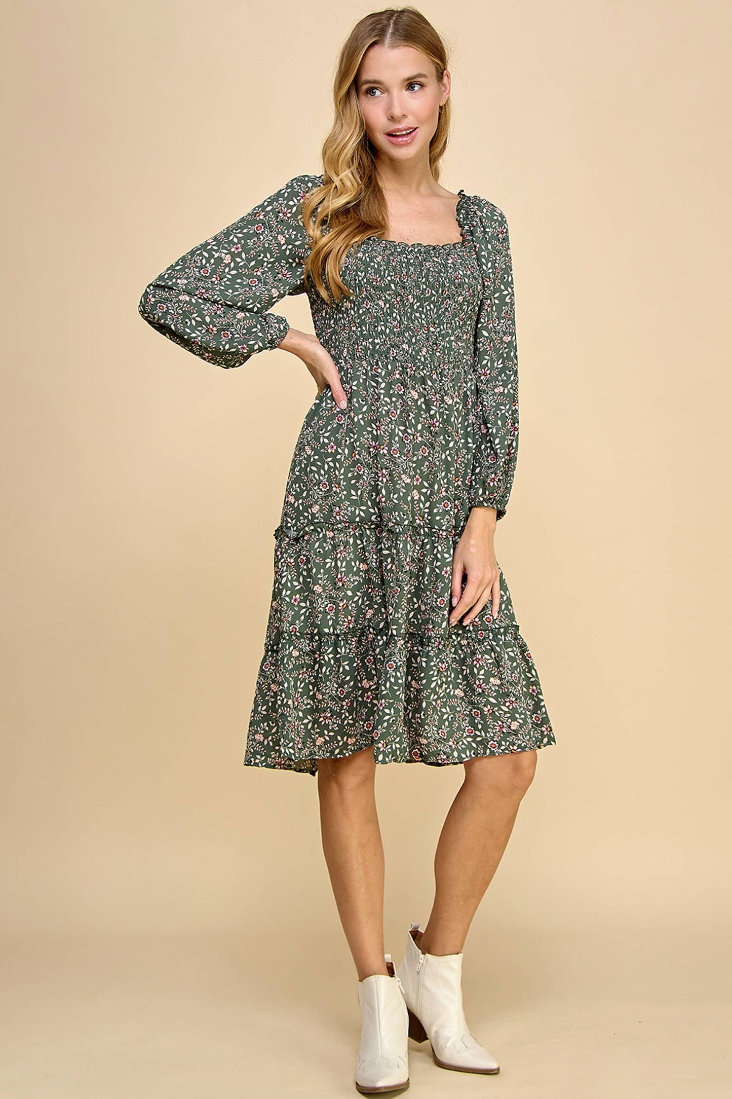 Ireland Tiered Dress W/Smocking S-XL