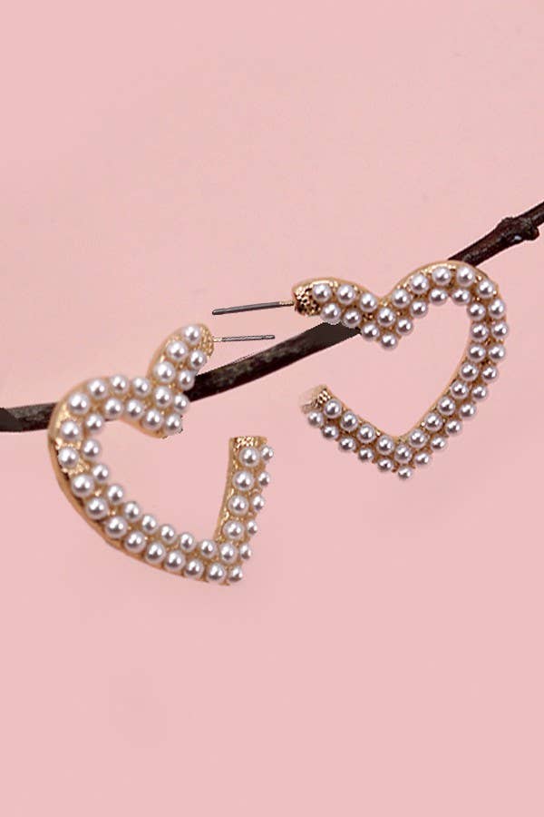 Pearl Heart Shaped Hoops