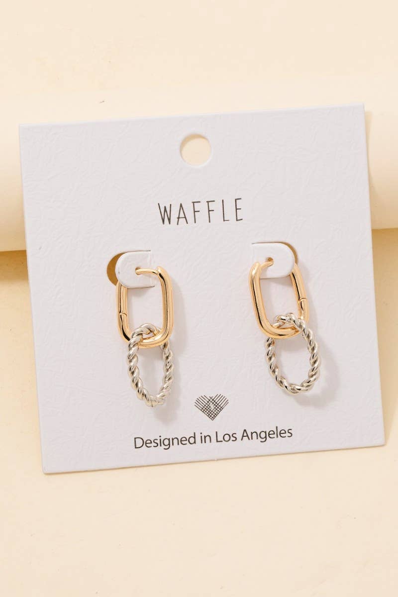 Braided Hoop Rectangle Hinge Hoop Earrings - Multiple Colors