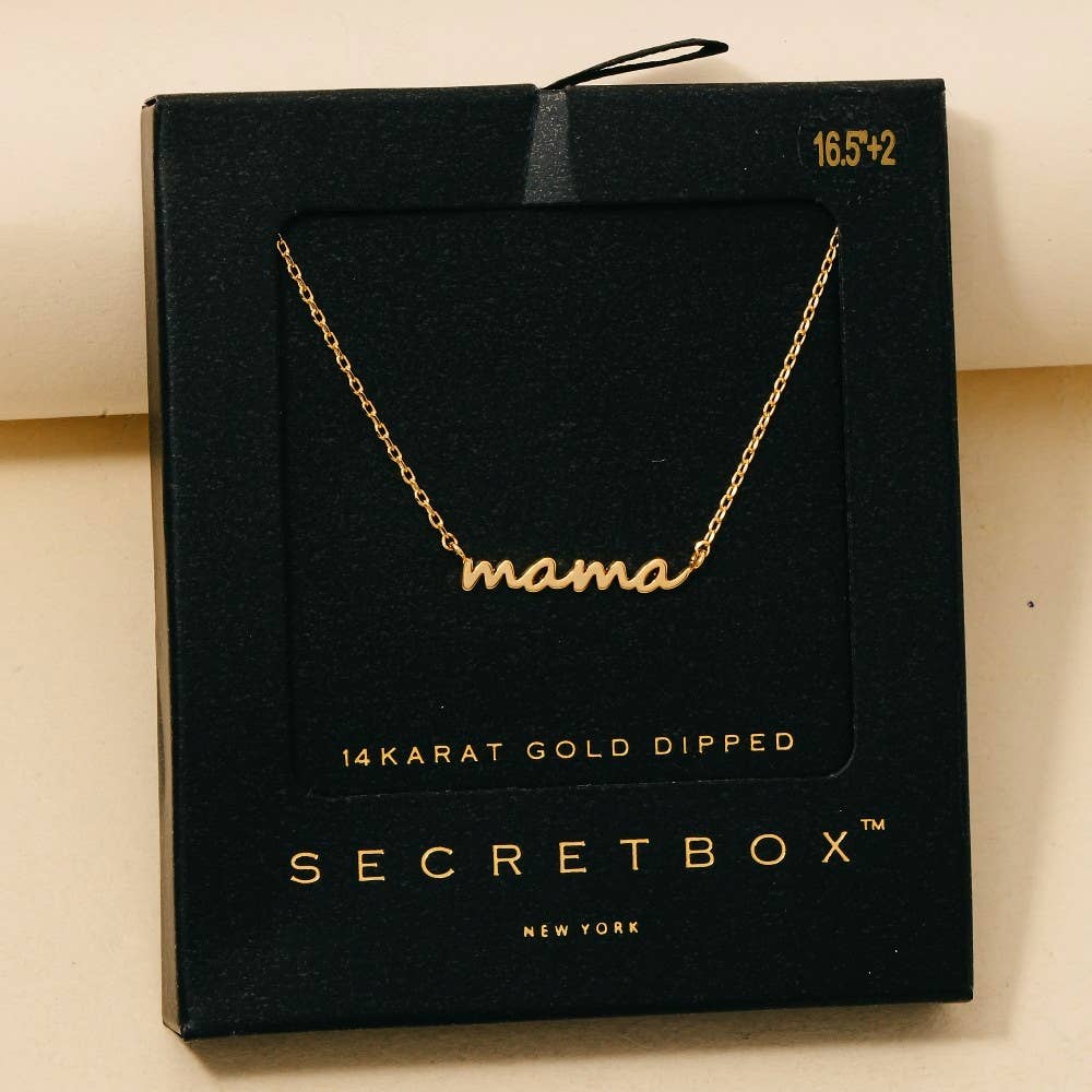 Gold Dipped Dainty Mama Pendant Necklace - Multiple Colors