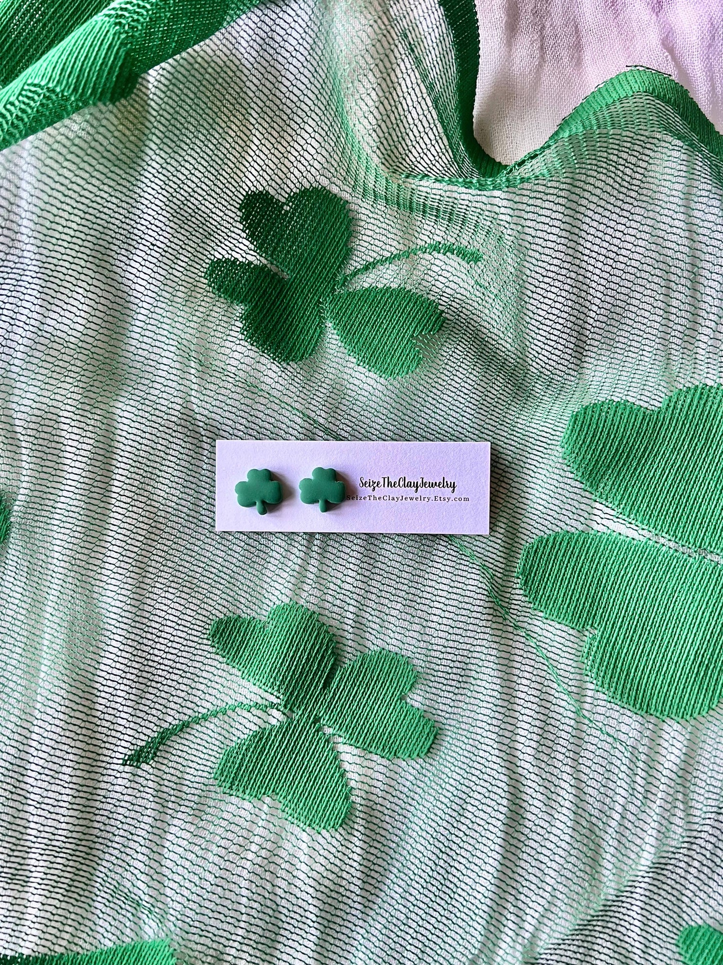 Shamrock Clay Studs