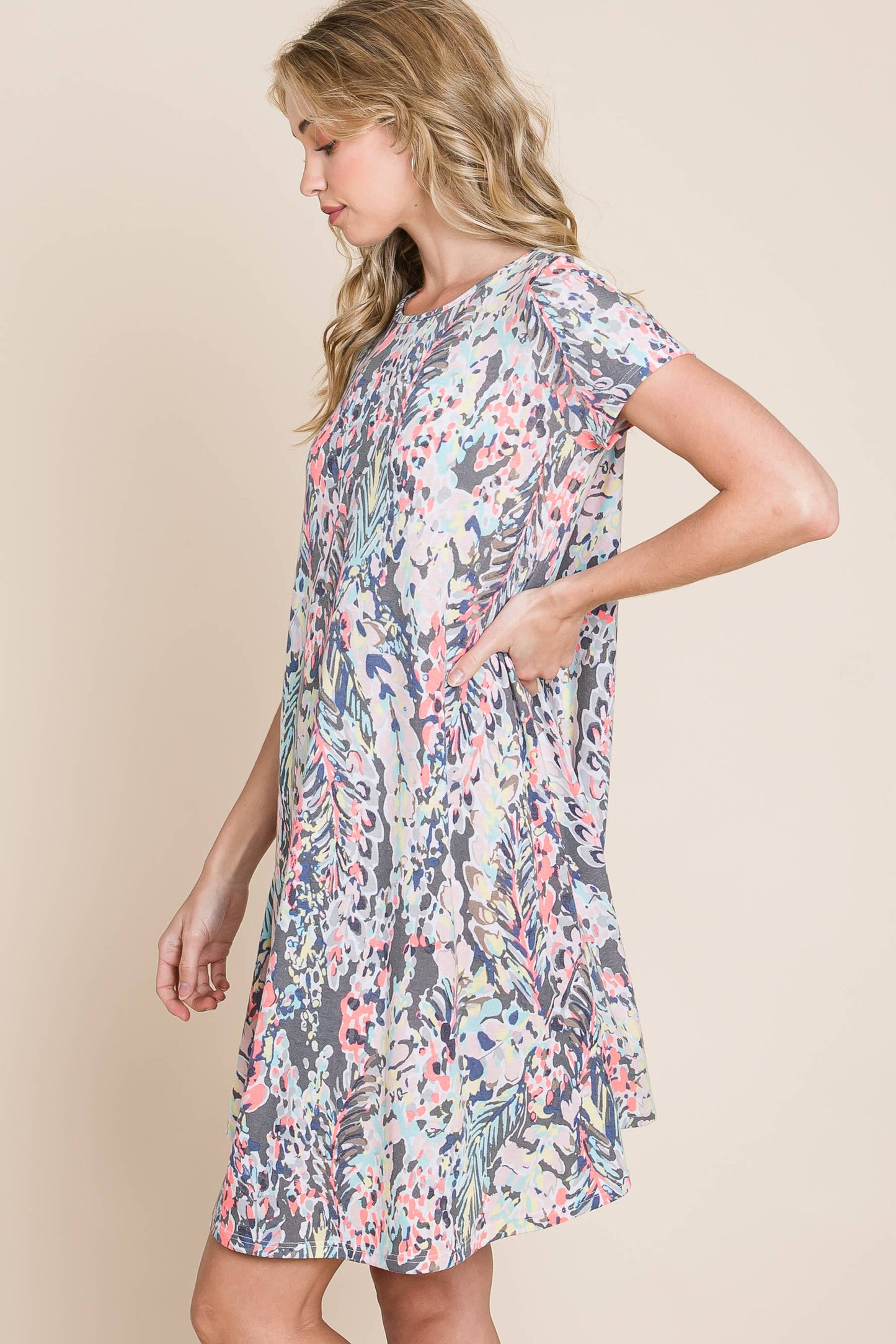 Brigitte Palm Leaf Print Dress S-XL