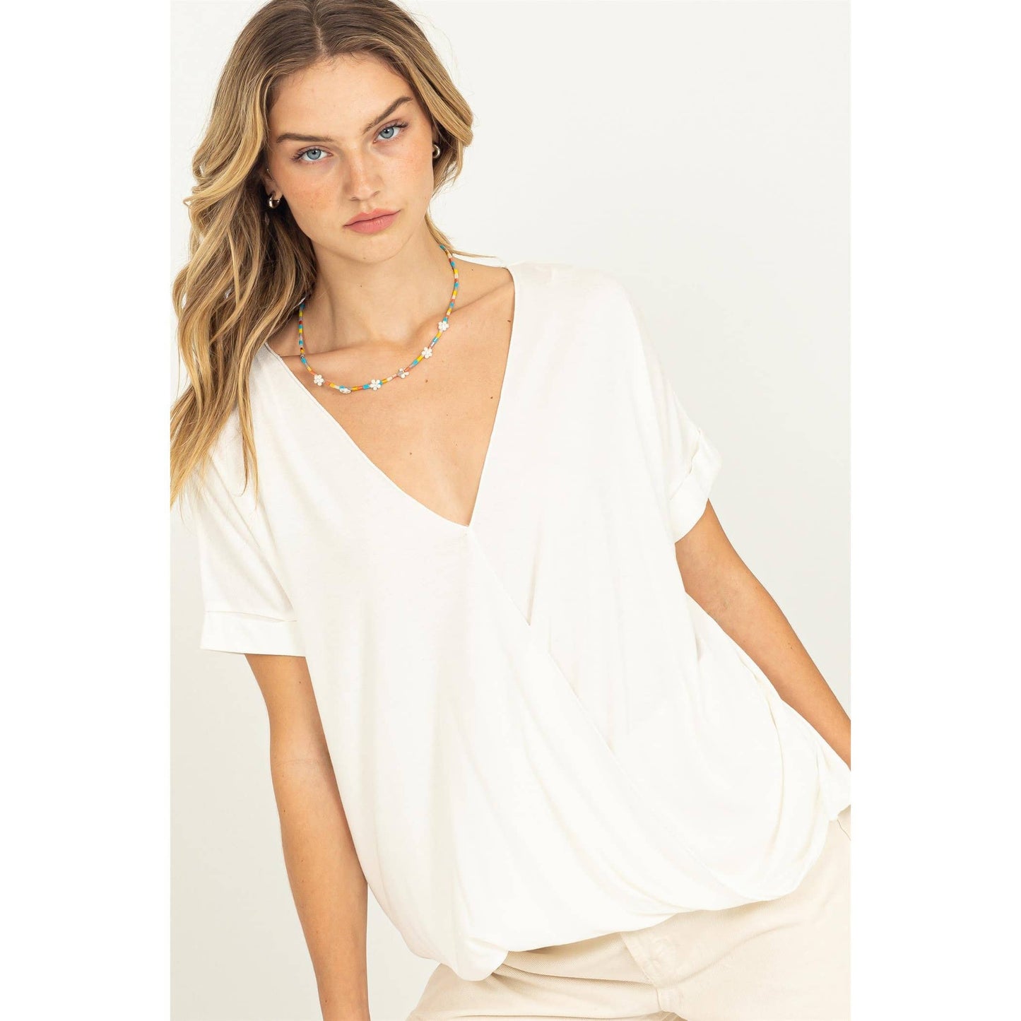 Short Sleeve Surplice Top