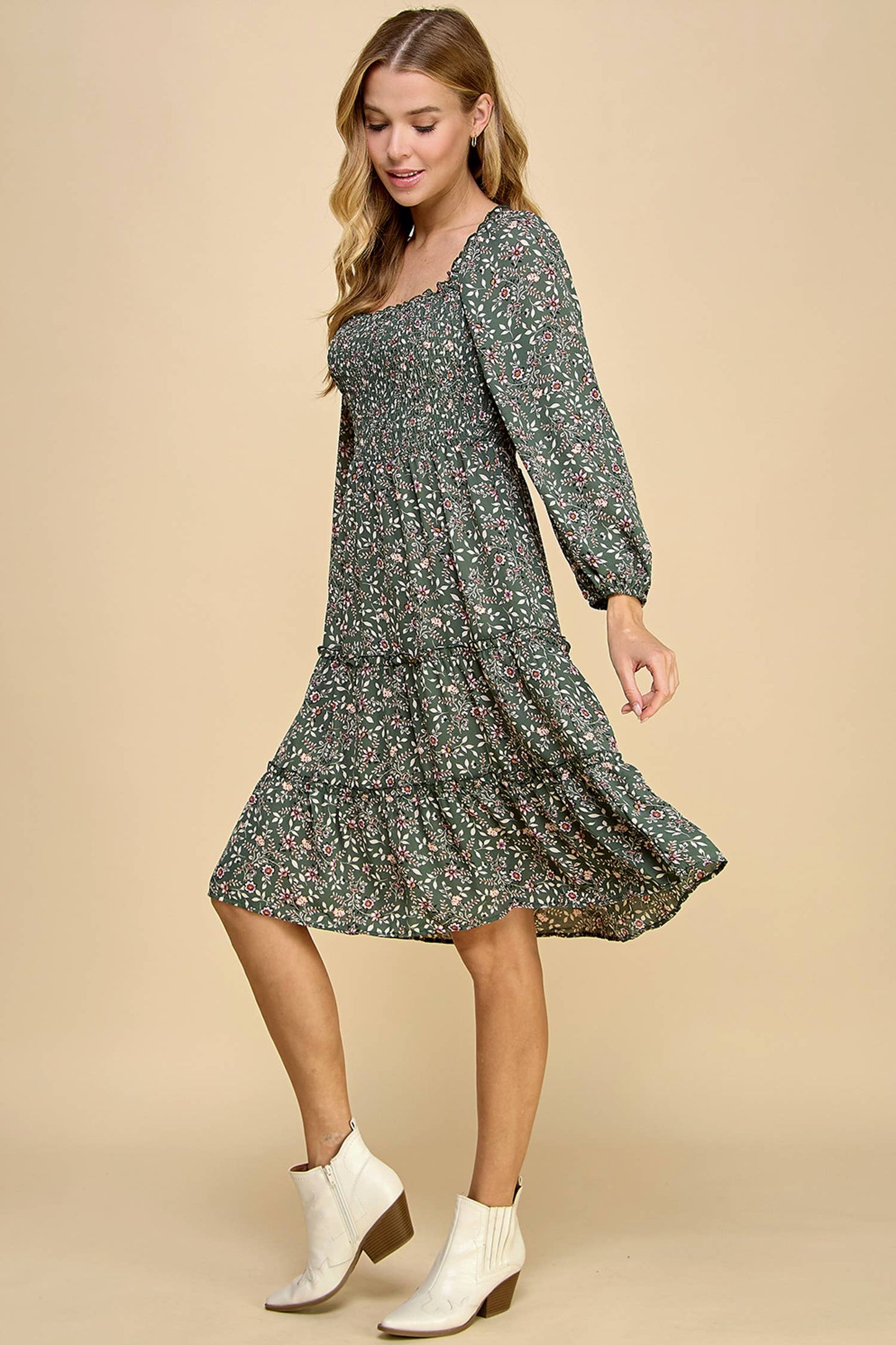 Ireland Tiered Dress W/Smocking S-XL