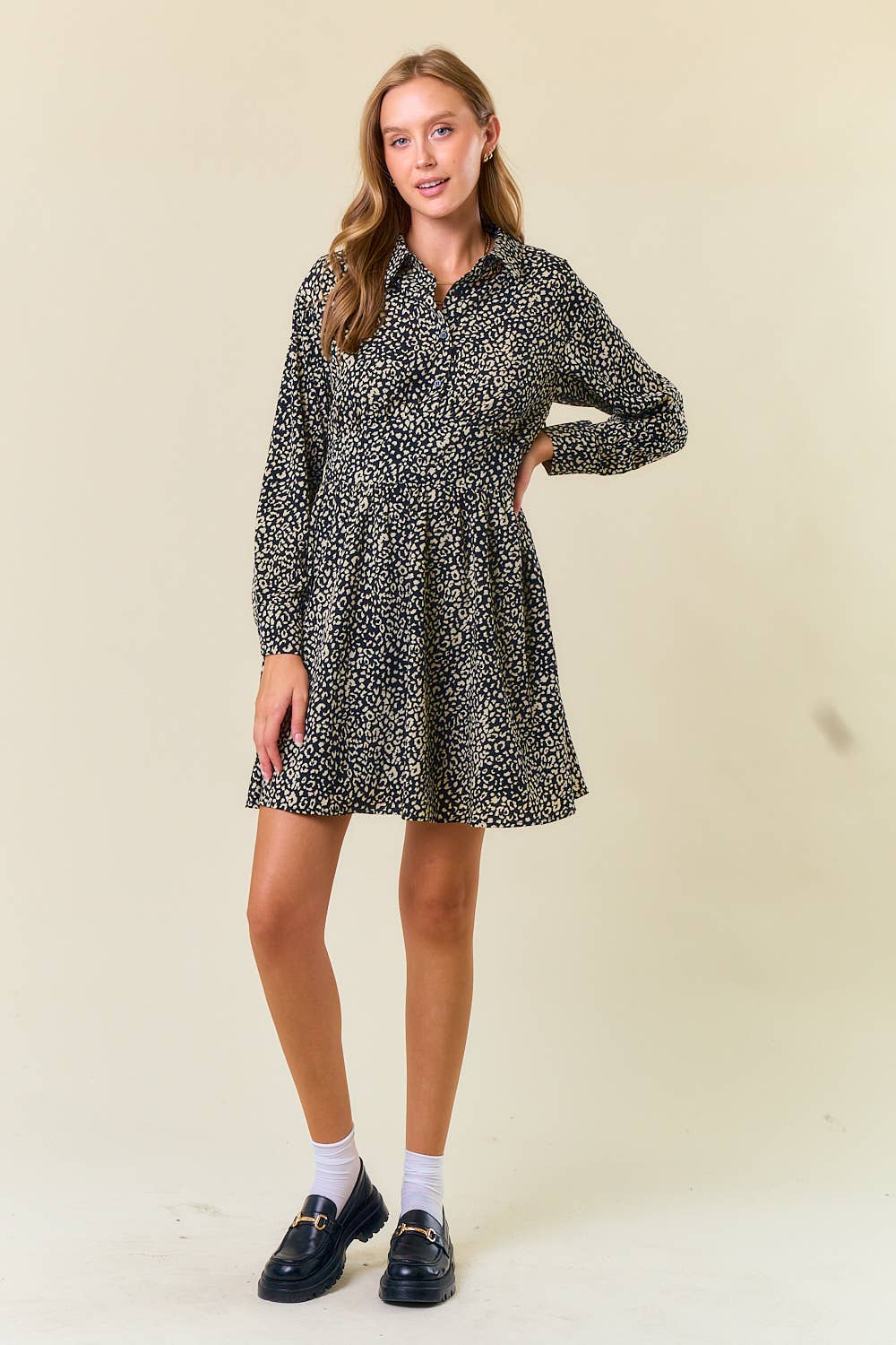 Elleren Collared Animal Print Dress