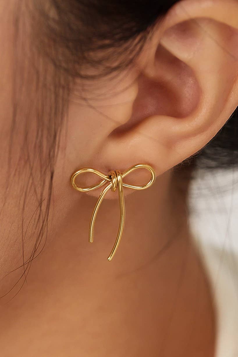 18K Gold Dipped Bow Earrings