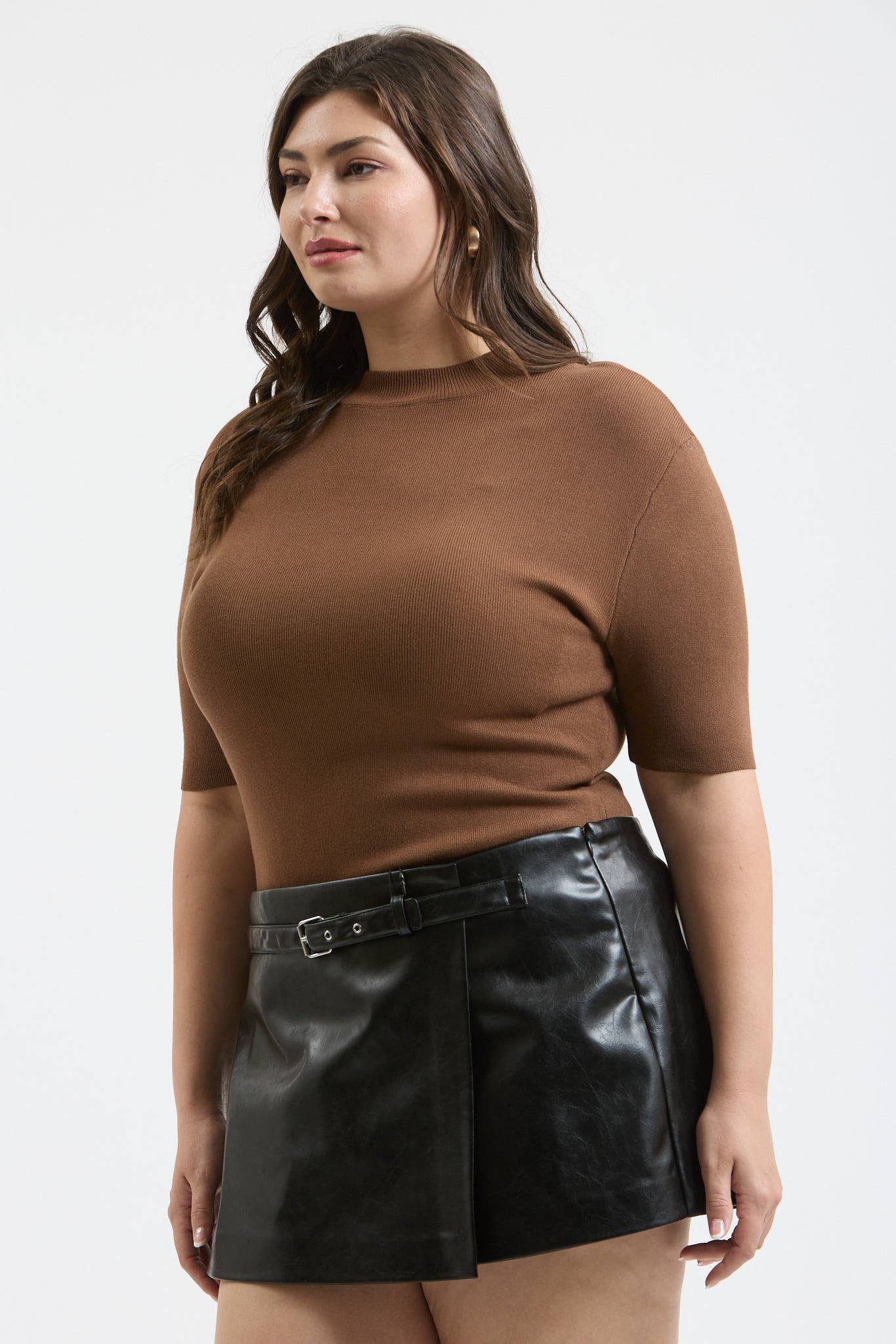 Curvy Carrigan Short Sleeve Mock Neck Top - Multiple Colors