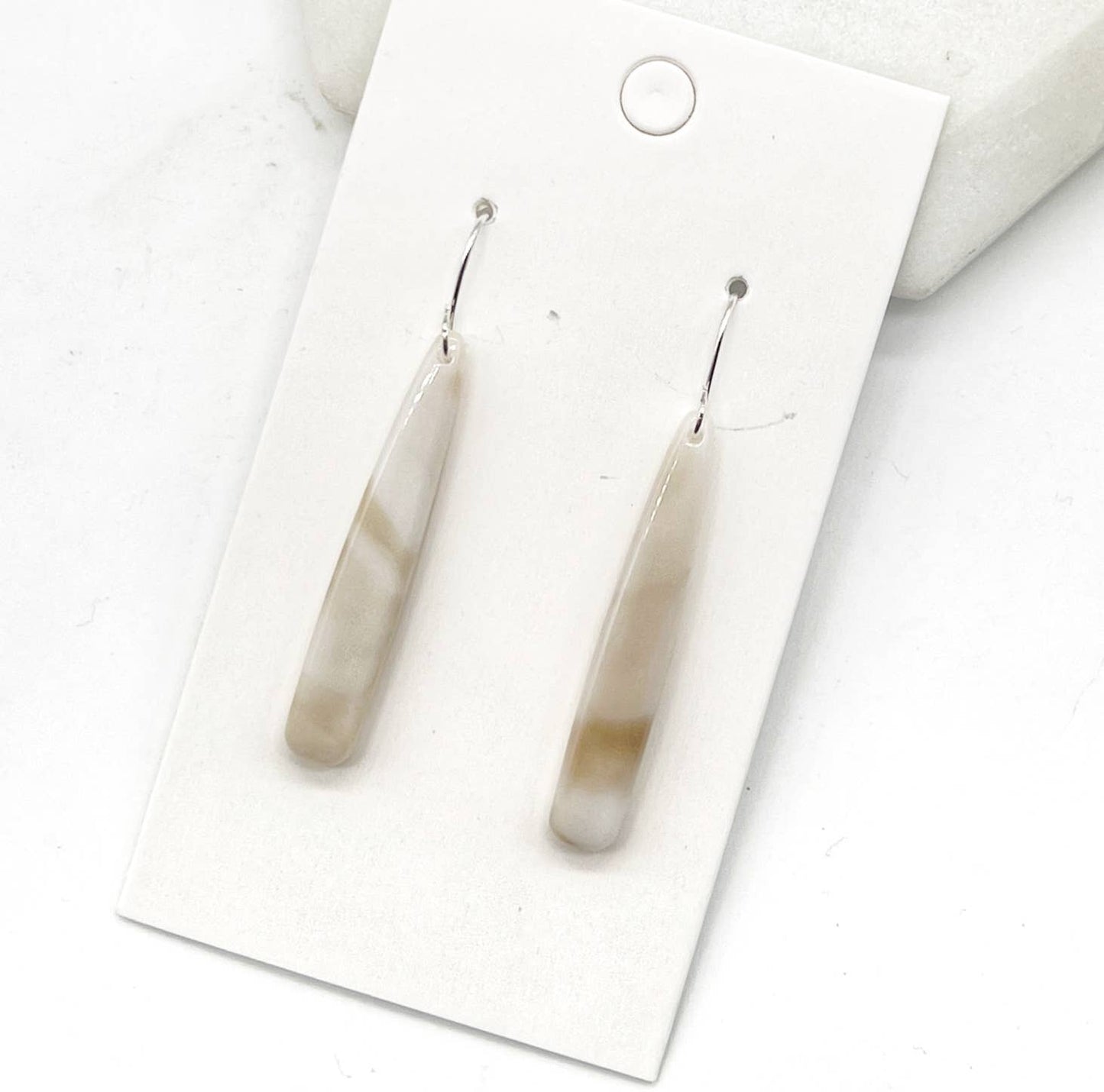 Cream Neutral Pixie Drop Acrylic Earrings