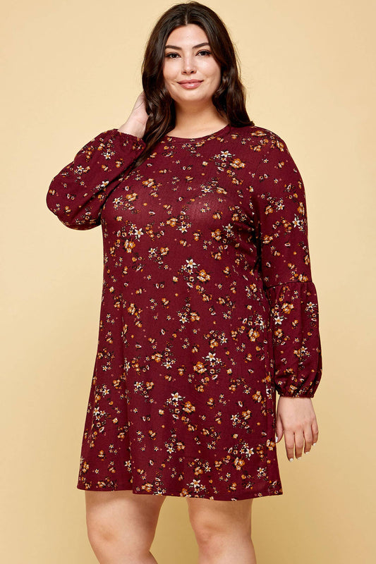 Curvy Adelle Floral Sweater Dress - Multiple Colors