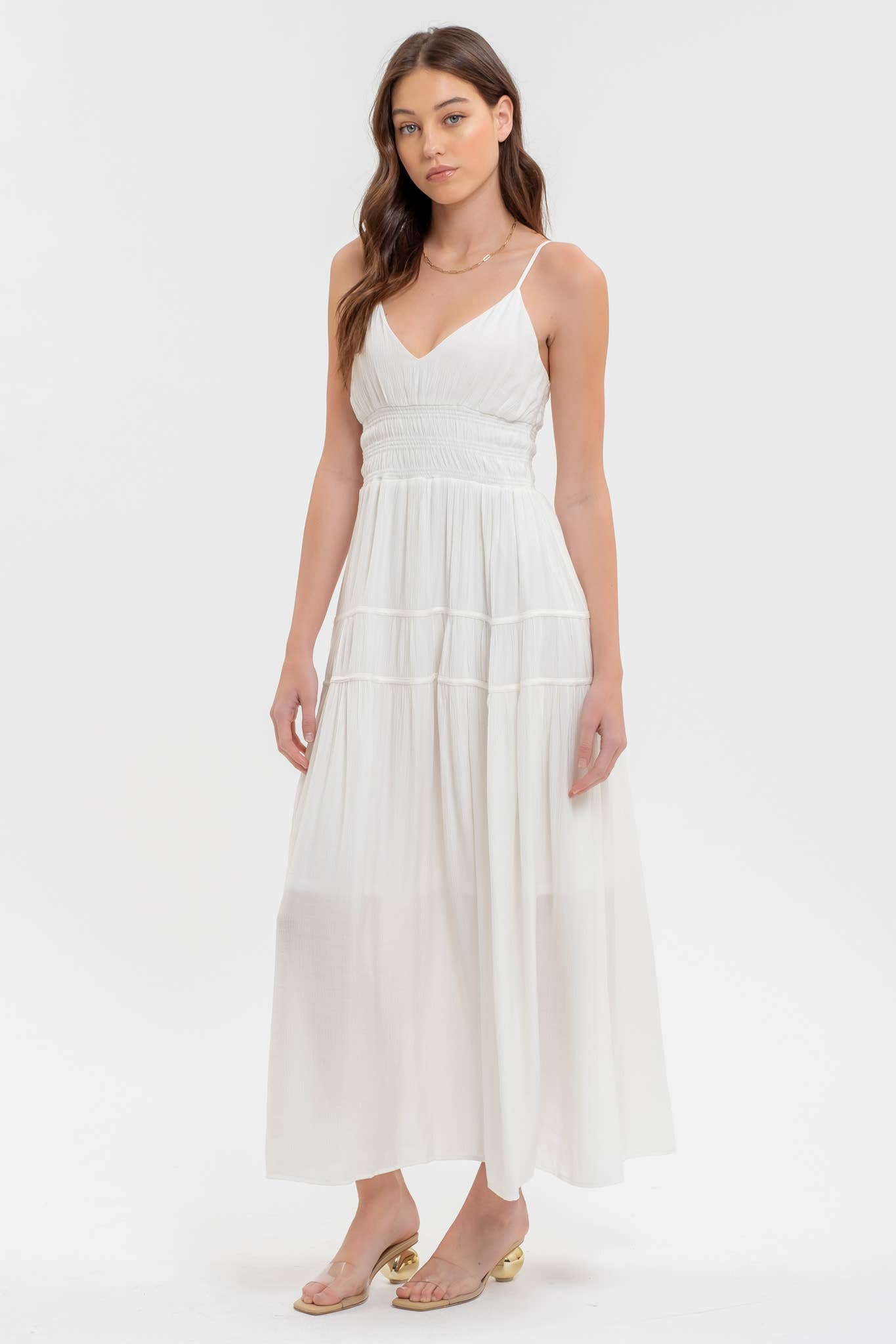 Bella Off White Sleeveless Maxi Dress