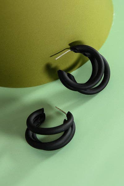 Twisted Black Hoop Earrings