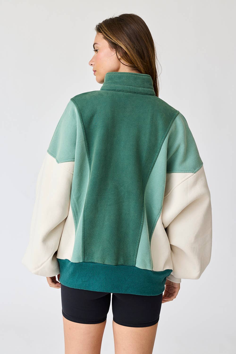 Arianna Balloon Sleeve Colorblock Sweatshirt