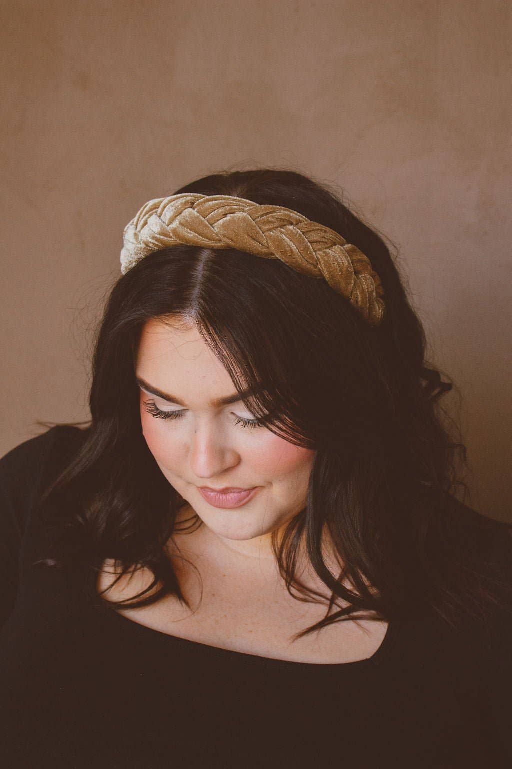 Mocha Velvet Braided Hard Headband