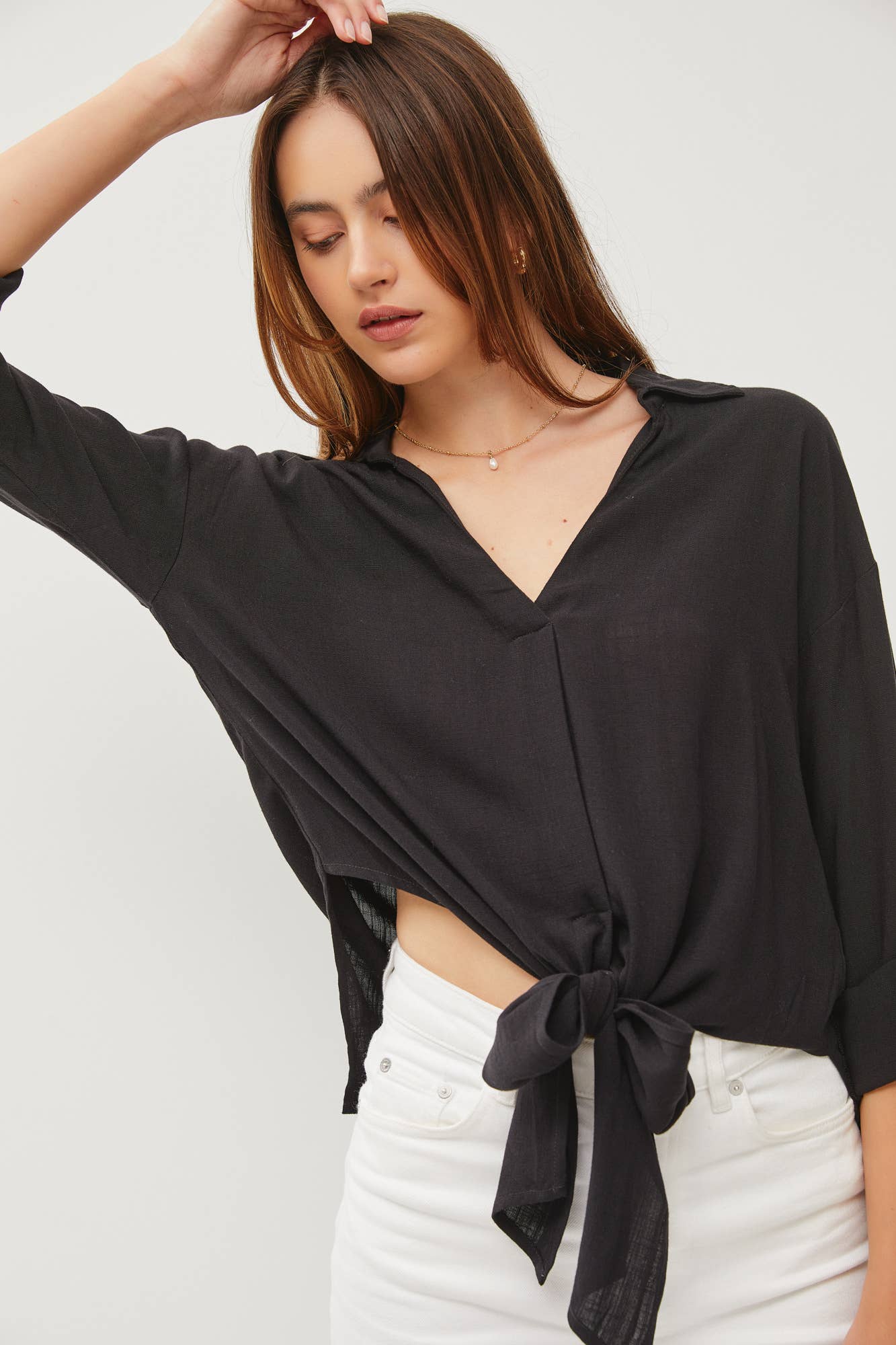 Tie Front Blouse - Multiple Colors