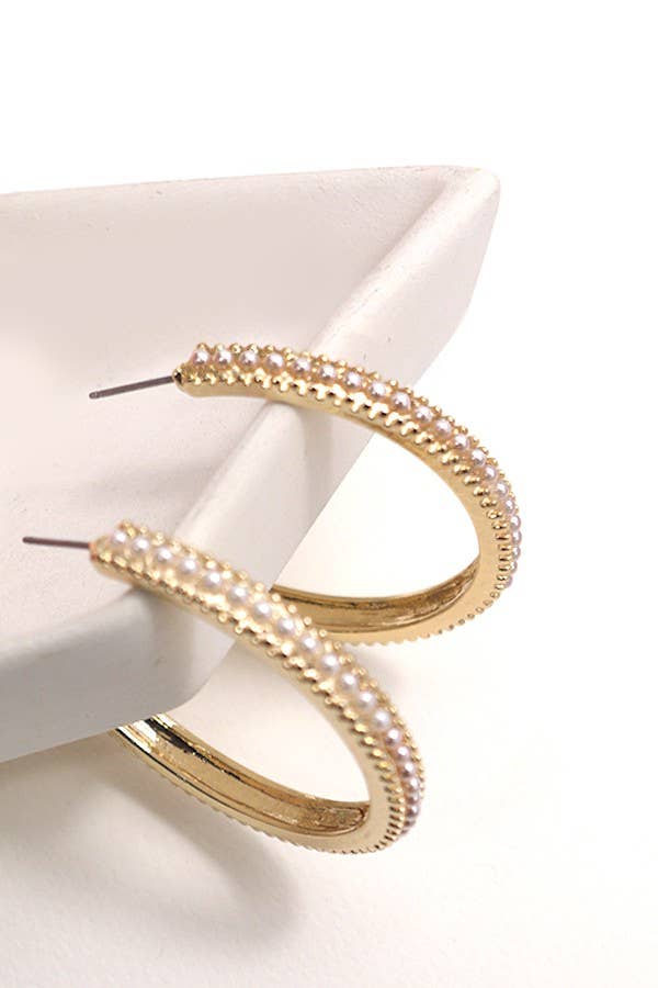 Pearl Pavé Studded Hoops