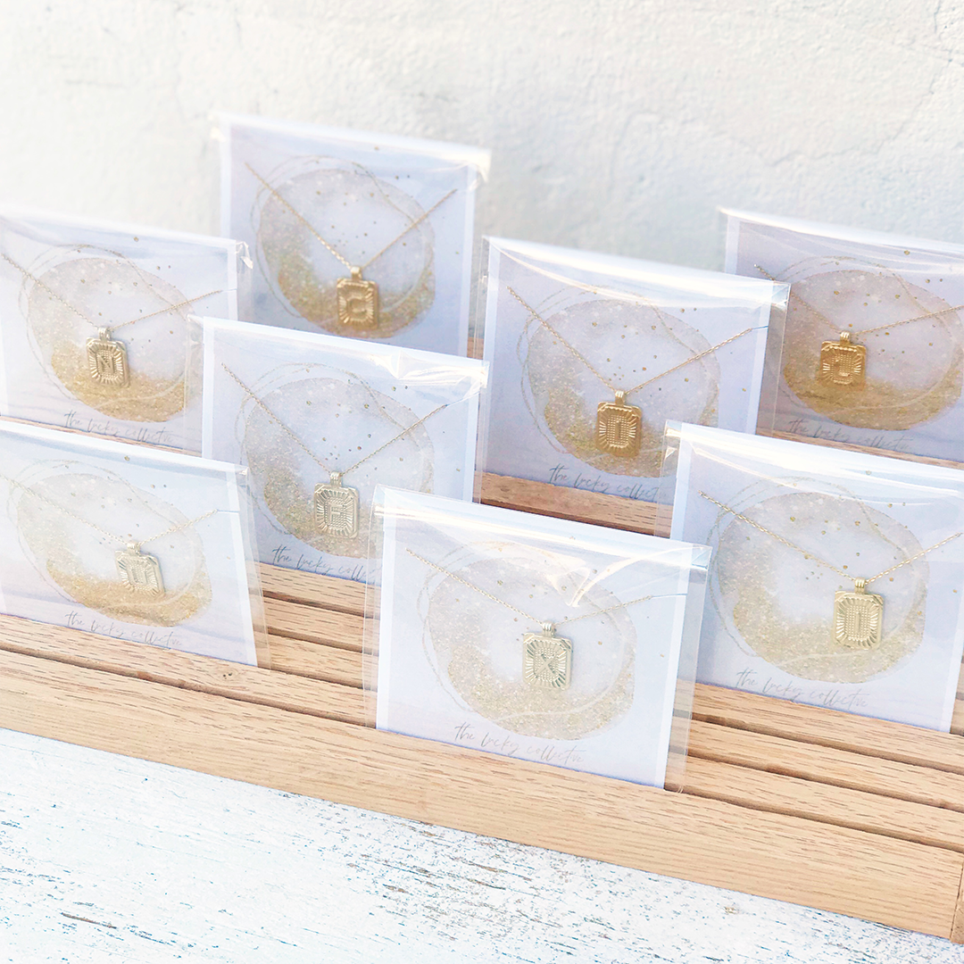 Squared Initial Coin Necklace