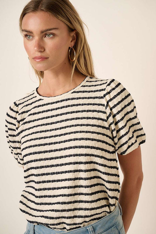 Clara Striped Puff Sleeve Top