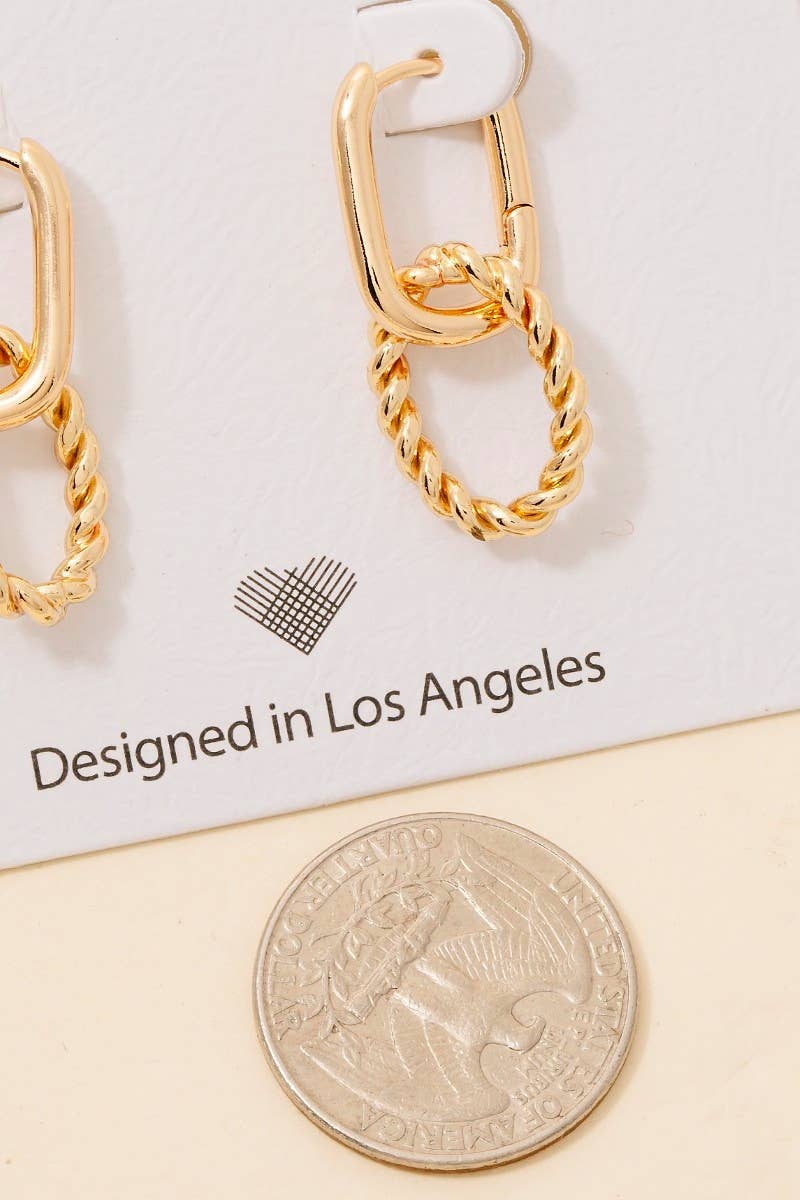 Braided Hoop Rectangle Hinge Hoop Earrings - Multiple Colors