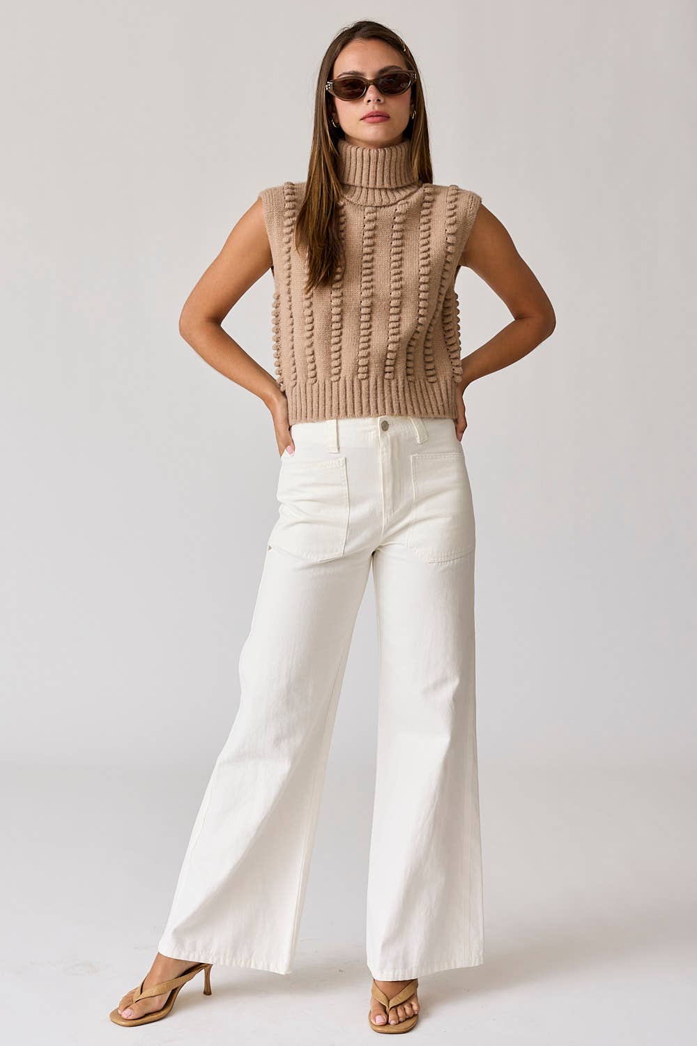 Blythe Turtle Neck Textured Knit Vest