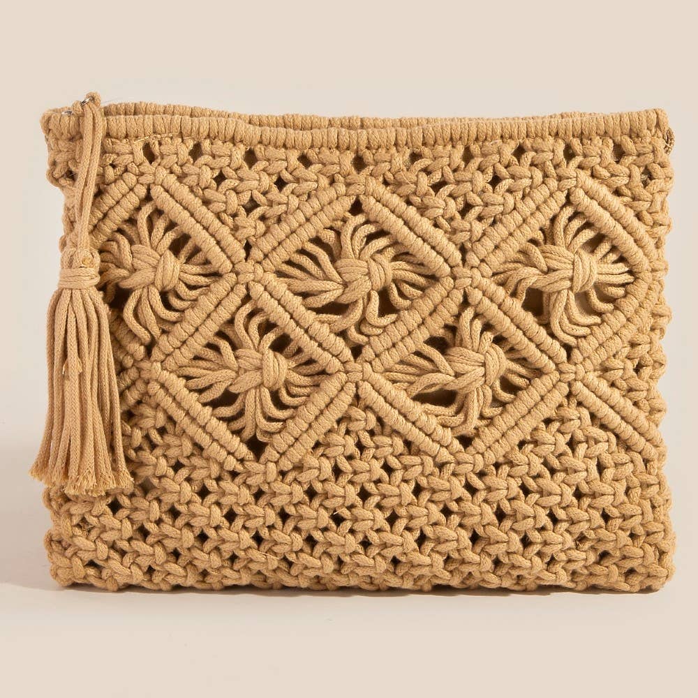 Crochet Clutch Tassel Bag - Multiple Colors