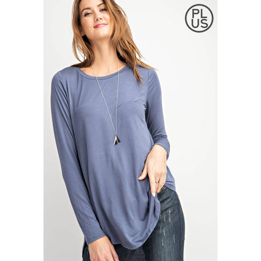 Curvy Round Hem Top - Multiple Colors