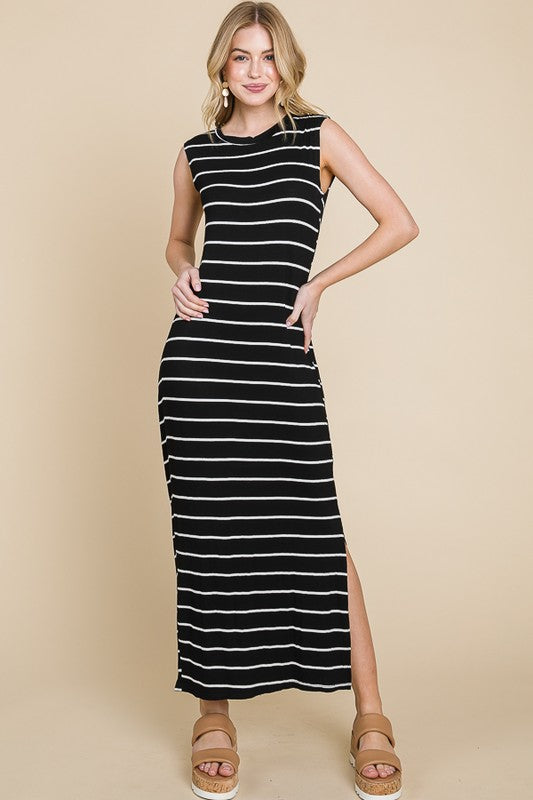 Plus Size Elia Stripe Side Slit Maxi Dress