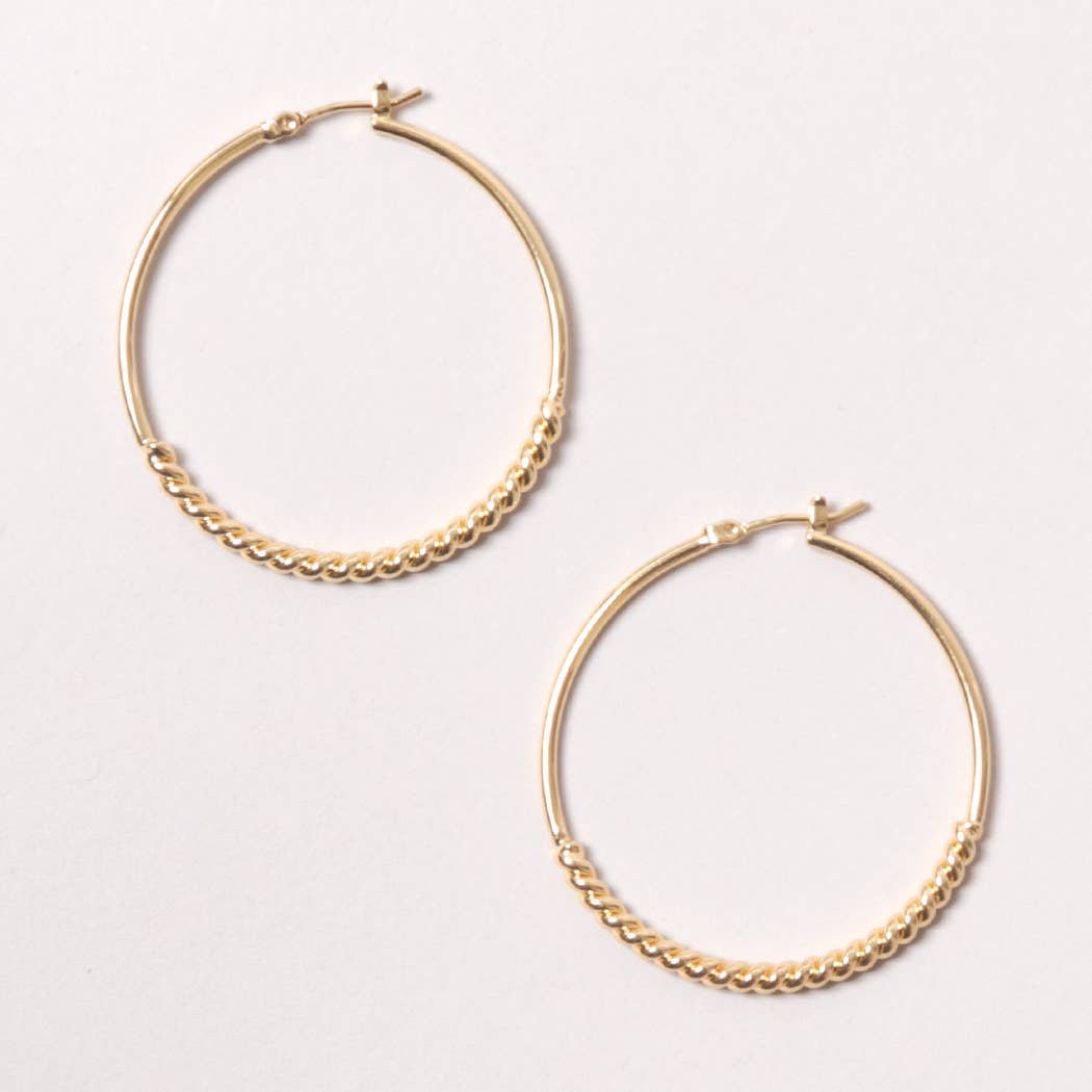 14K Gold-Dipped Textured Hoop Earring: ONE SIZE / GLD