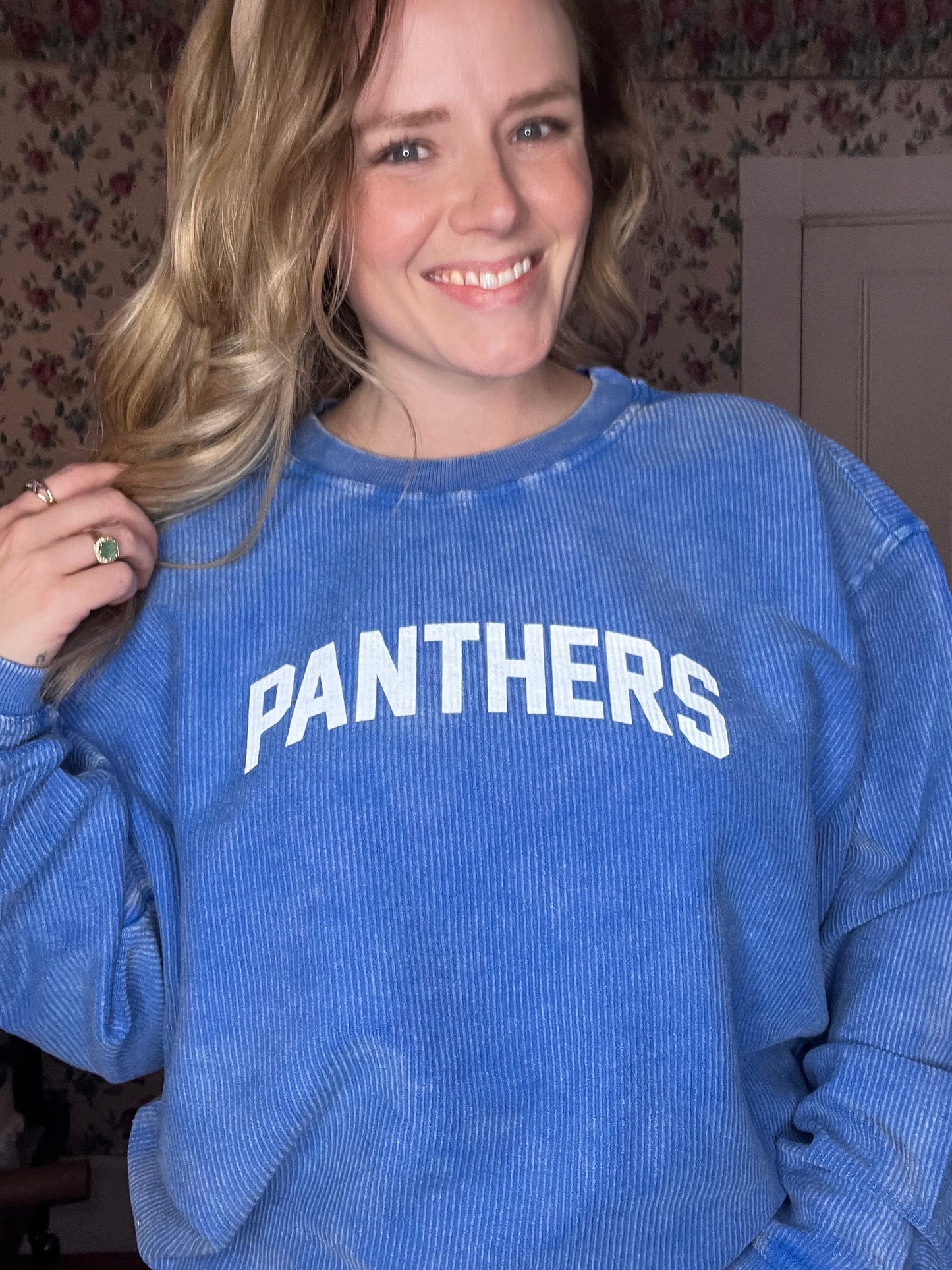 Panthers Royal Blue Corded Crew