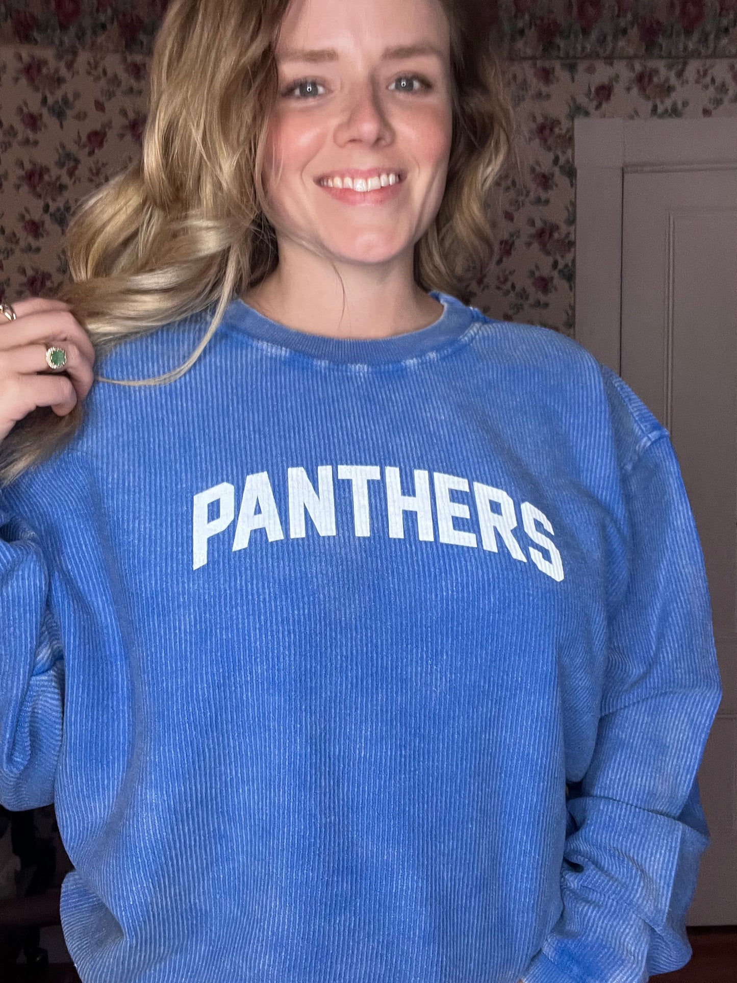Panthers Royal Blue Corded Crew