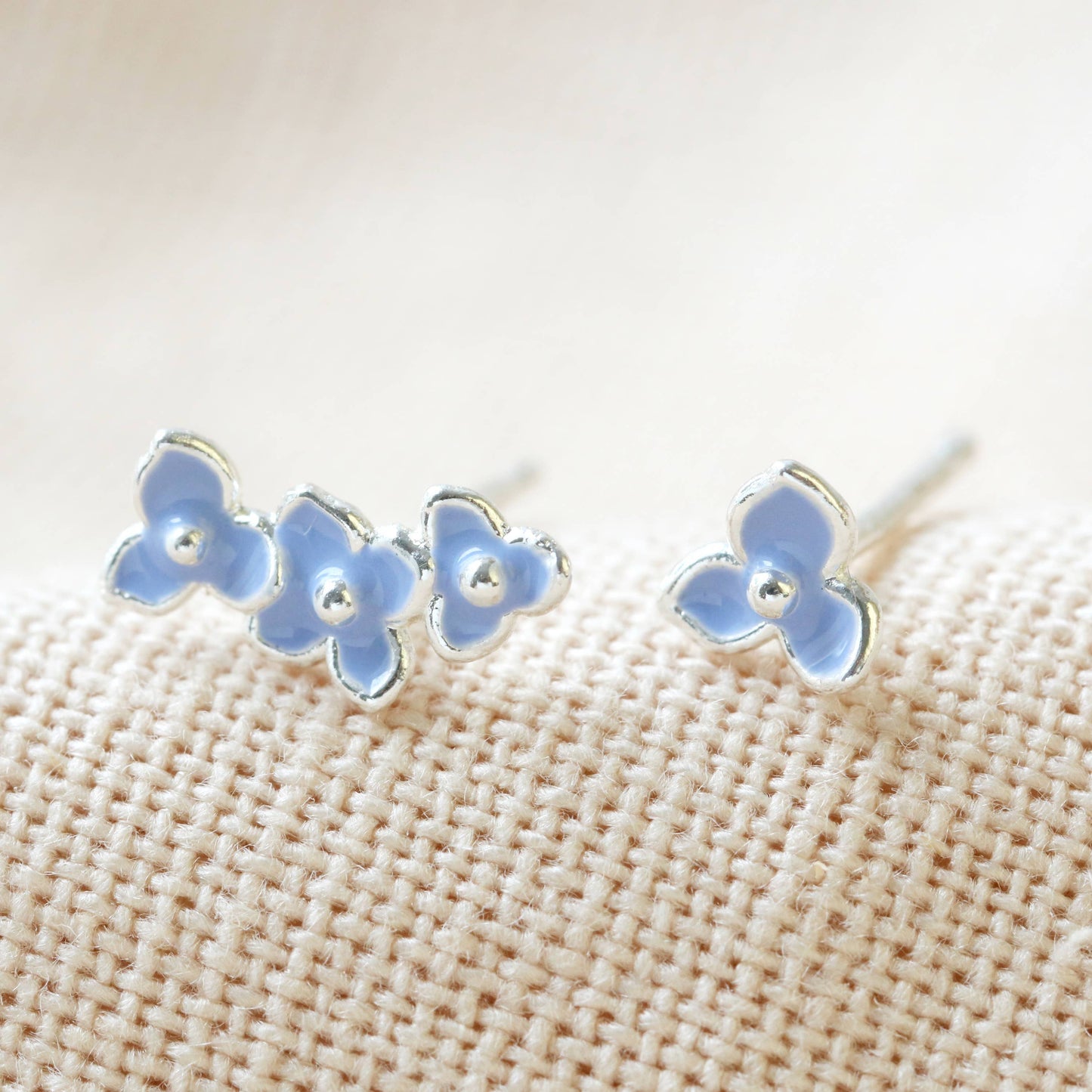 Tiny Forget me not flower earrings