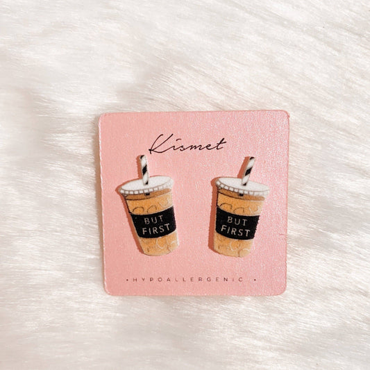 But First Coffee Stud Earrings