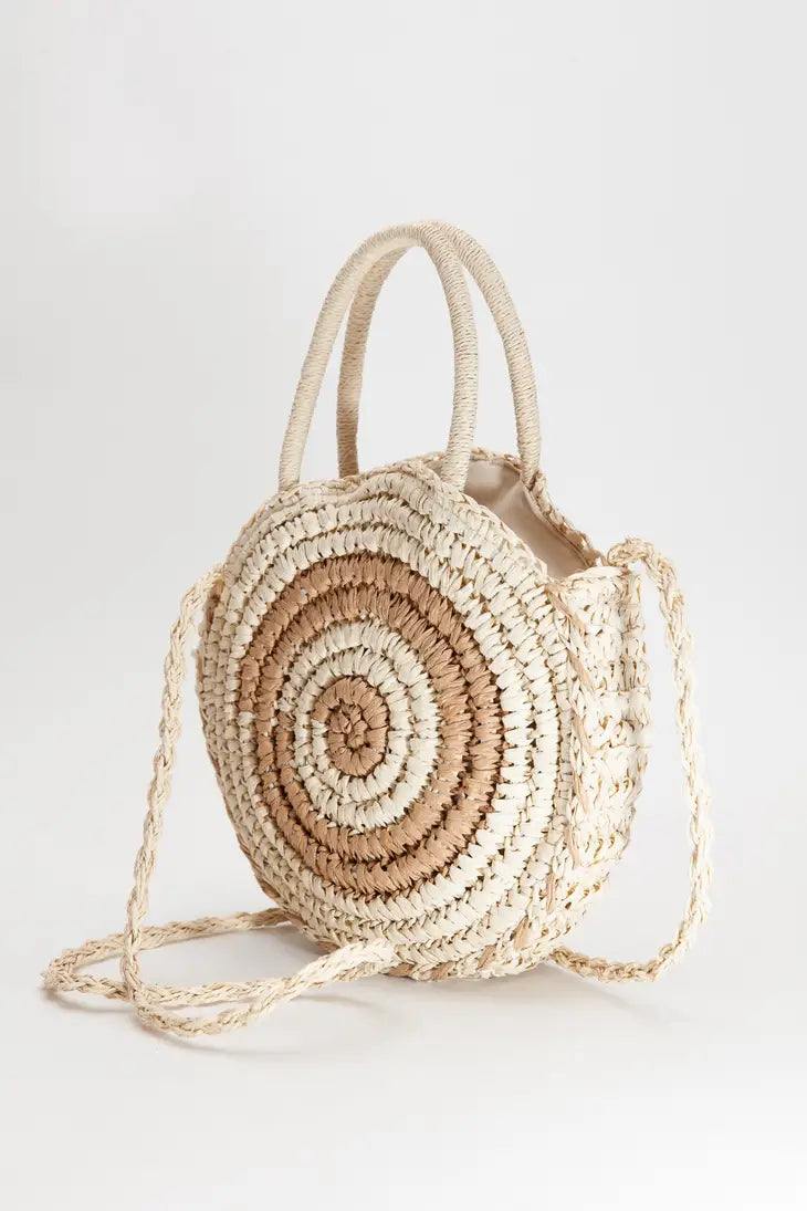 Round Rattan Straw Boho Bag