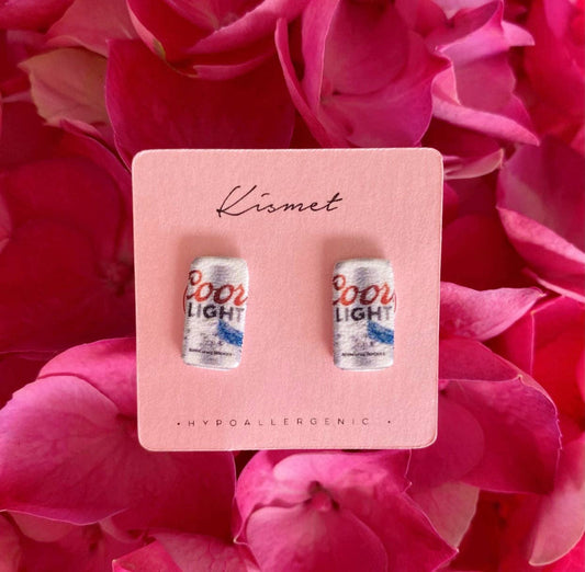 Coors Light Beer Can Stud Earrings